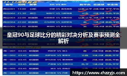 皇冠90与足球比分的精彩对决分析及赛事预测全解析